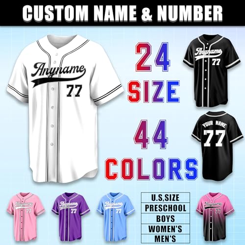 Camiseta personalizada de béisbol con nombre, número y logo bordado impreso para hombres, mujeres y niños miniatura 5