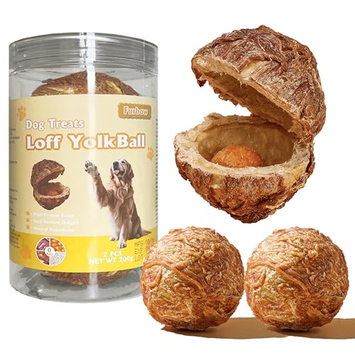 Furbow Dog Treats,2 Pcs Duck Wrapped Rawhide Spherica with Egg