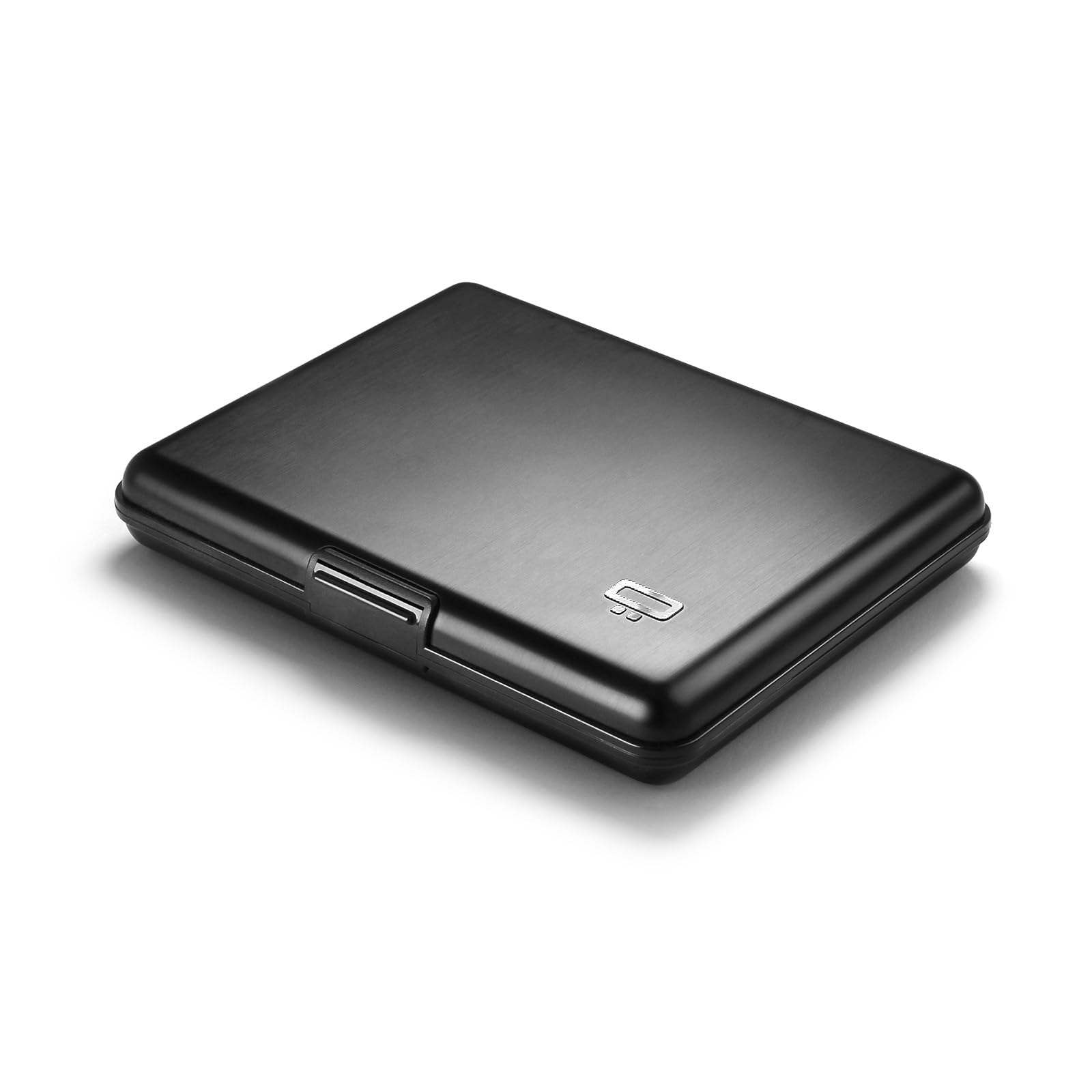 Aluminium kaarthouder met metalen slot, RFID-bescherming tegen fraude en demagnetiseren, compacte portemonnee, Smart Case OSLO model (Gravering Travel