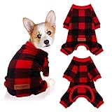 Pedgot Christmas Dog Pajamas Red and Black Buffalo Plaid Puppy Jammies Plaid Dog Clothes Doggie Holiday Costumes Onesies Pet Pajamas for Dogs and Cats, Soft and Breathable, Small