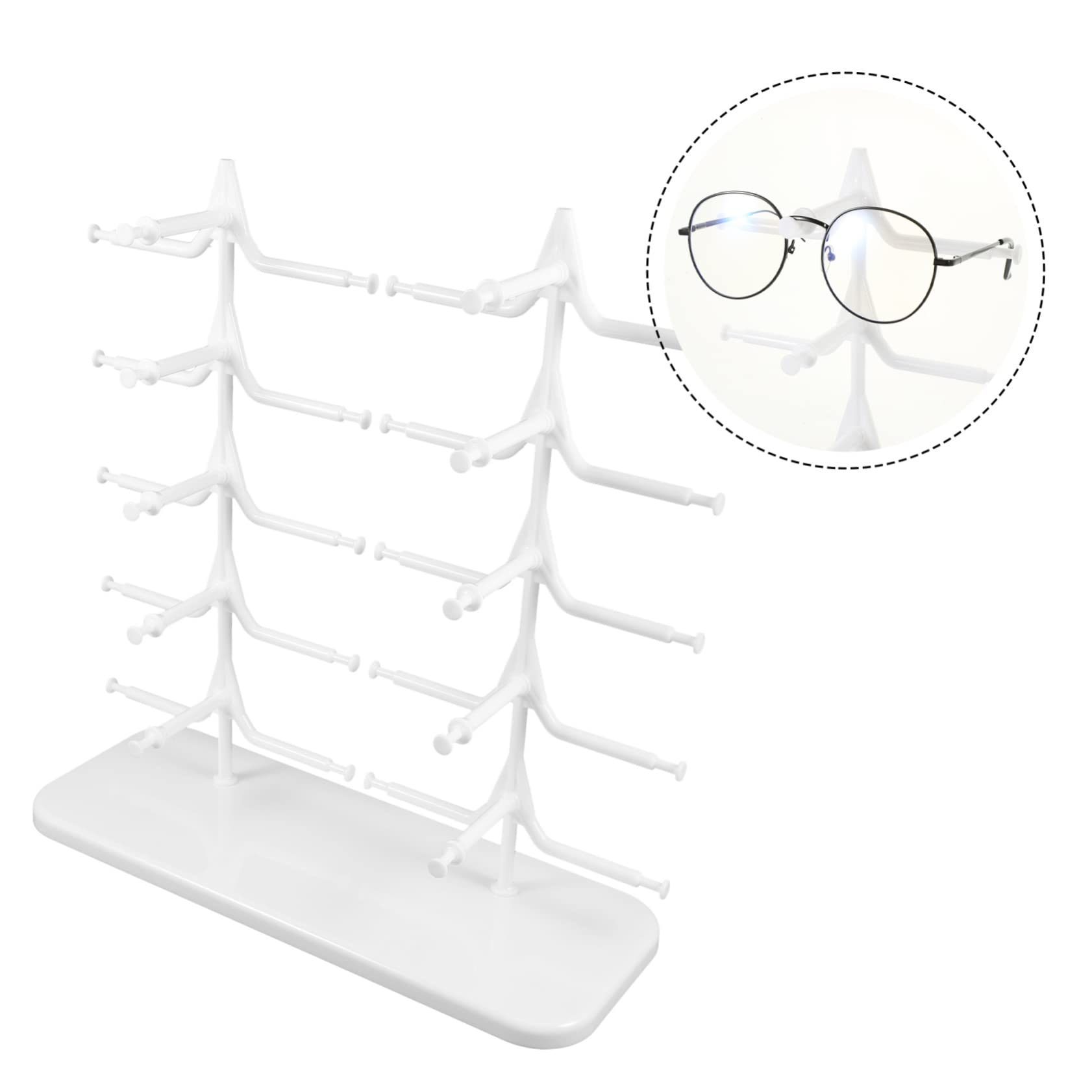 Homoyoyo Porta Occhiali Espositore per Occhiali da Sole da Vista 10 Posti Abs Bianco Base Stabile per Tavolo