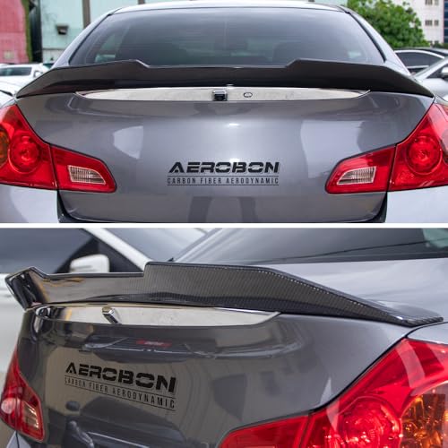 AeroBon Real Carbon Fiber Trunk Spoiler Compatible with 2007-2014 Infiniti G35, G37, G25, Q40 4-Door Sedan Rear Spoiler (H Style) High Kick - Image 3