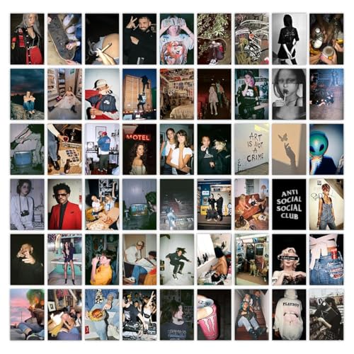 Image of 54PCS Grunge Aesthetic Picture for Wall Collage, 50 Set 4x6 inch, Cool Collage Print Kit, Cool Room Decor for Girl, Wall Art Prints for Room, Dorm Photo Display, VSCO Posters for Bedroom (Grunge Wall Collage Kit)