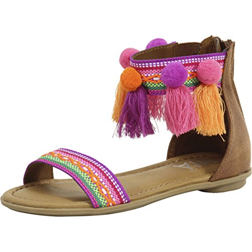 MIA Kids Little Girl's Suri Wheat Nova Suede Pom Pom Sandals Shoes Sz: 1