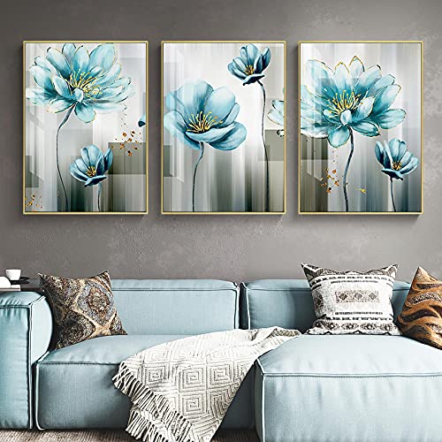 Toile abstraite bleue lot de 3 affiches nordiques 50x70cm pour salon