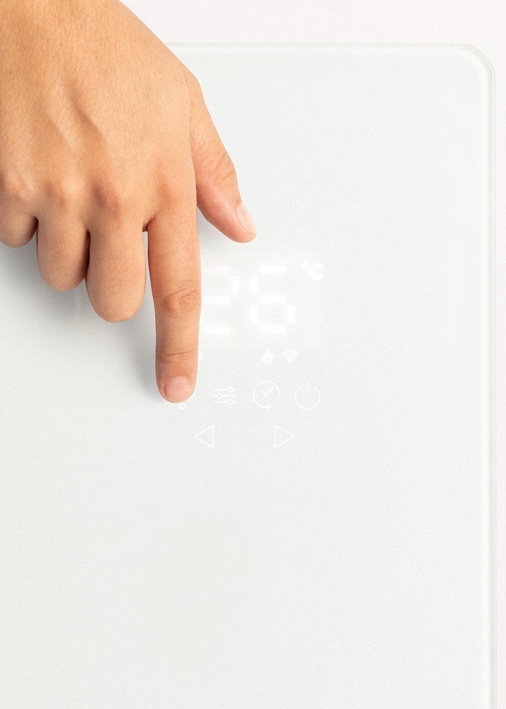 CREATE/WARM CRYSTAL 1500W / Convector eléctrico de cristal con wifi y ruedas blanco/App. sensores de precisión. temporizador. bajo consumo. instalación en pared o suelo. pantalla LED. 1500W