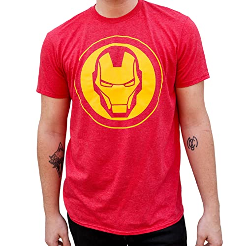 Marvel Avengers Iron Man Mask Logo Endgame Mens T-Shirt (Yellow Mask Small)