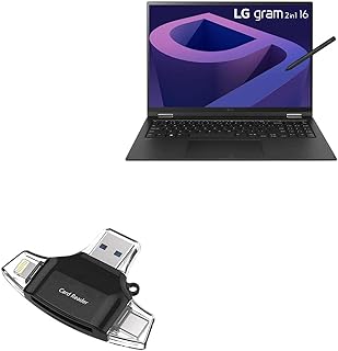 BoxWave Smart Gadget Compatible with LG 2-in-1 Tablet Laptop 16T90Q (16 in) - AllReader SD Card Reader, microSD Card Reader SD Compact USB - Jet Black
