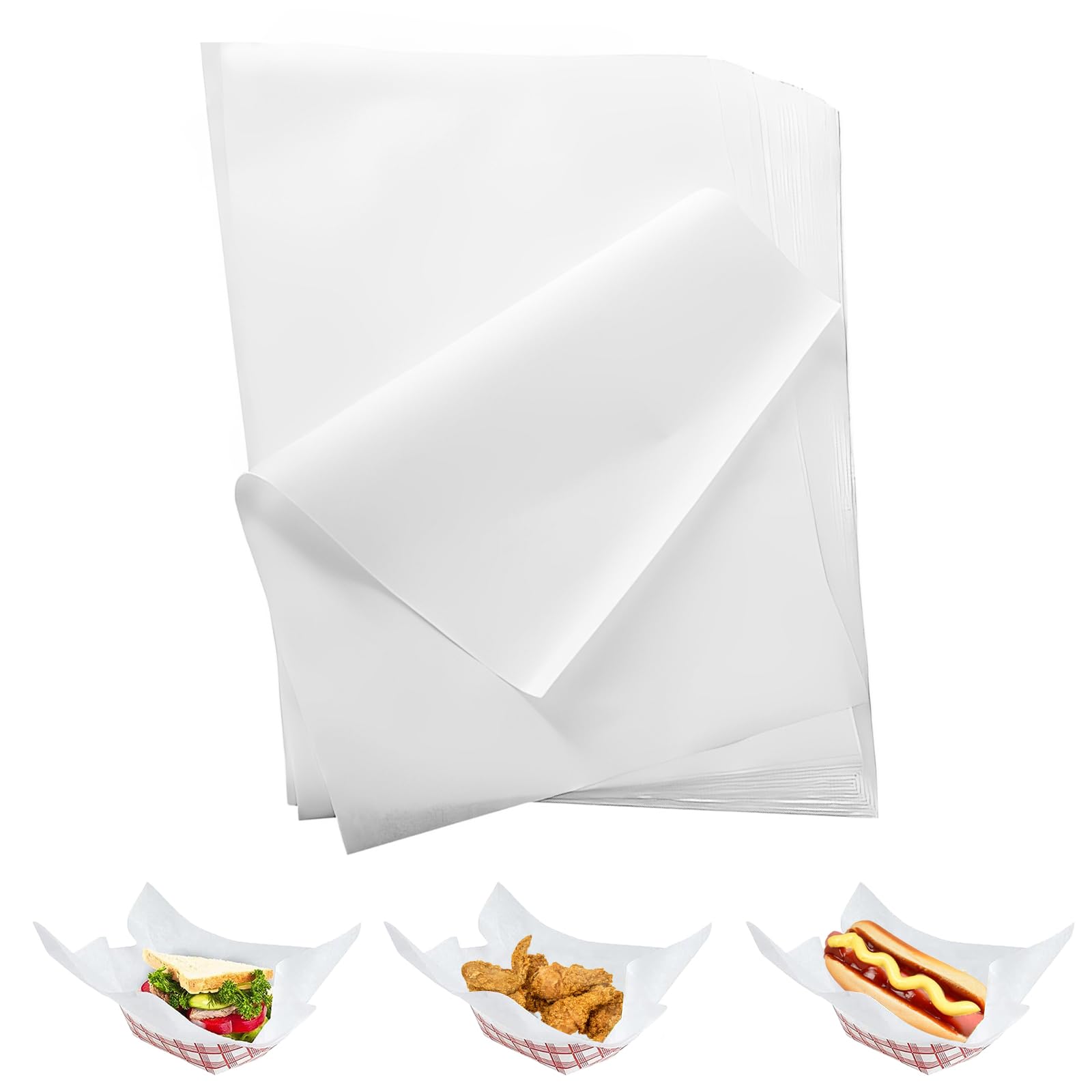 APACALI 500 Feuilles papier sulfurisé pour aliments, 28 x 38 cm Anti Graisse Papier Cuisson, papier à fromage, papier sulfurisé Deli pour hamburgers, sandwichs, viandes, imperméable et à l'huile