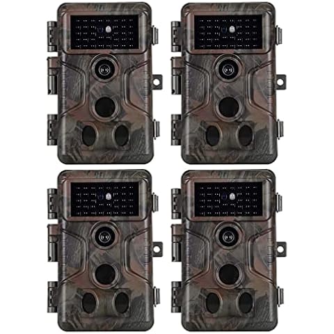 BLAZEVIDEO 4-Pack Trail Camera 32MP 1296P No Glow Night Vision Game Farm and Yard Camera with 2.4" LCD 0.1S Trigger Wildlife Camera IP66 Waterproof and Password Protected, Time Stamp & Time Lapse Cover