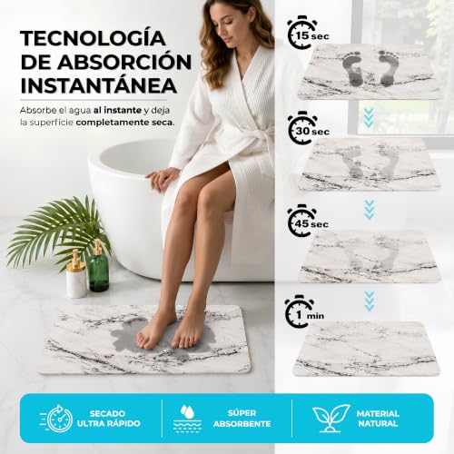 Miniatura 3 de Pure 4home - Alfombra Diatomita Baño De Piedra, Secado Rapido Ultra Absorbente Y Antideslizante, 60cmx39cm Alfombrilla Diatomita De Piedra Para Baño Stone Bath Mat Quick Dry