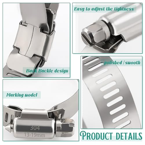 Image of Dianrui 222 PCS Hose Clamp Assortment 1 /4 inch-2-3 / /4 inch(6-70mm) 304 Stainless Steel Hose Clamp Kit, Worm Gear Hose Clamps Heavy Duty for Plumbing /Tube /Automotive /Marine with Screwdrivers-10 Size