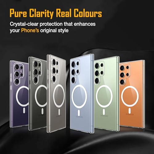 Image of Zapcase Back Case for Samsung Galaxy S24 Ultra 5G | Slim Lifetime Anti-Yellow Crystal-Clear Cover with Elevated Camera Protection & MagSafe Compatibility | Premium German Polycarbonate | Clear