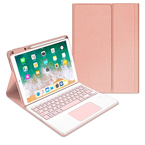 QYiiD Keyboard Case for iPad Pro 12.9 2015 & 2017 (2nd & 1st Generation), Slim Lightweight [Cloth Texture] Case with Detachable Wireless Keyboard for iPad Pro 12.9 Inch, Pink