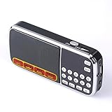 Aosnow 多機能ポケットラジオ FM/AM 2バンドラジオ MP3プレーヤー 音楽再生 TFカード/MicroSDカードに対応 ミニスピーカー LED内蔵 充電可能 ブラック