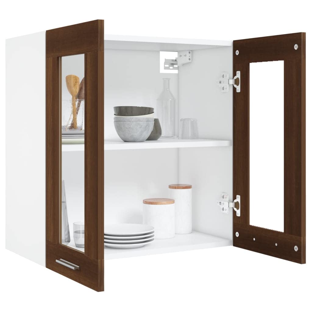 Moderno armario colgante Lyon cristal marrón roble 60 x 31 x 60 cm material de madera: práctico armario de cocina con diseño sencillo y funcionalidad, armario colgante con superficie lisa