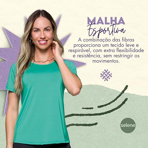 SELENE Camiseta Dry Fit Feminina Academia Esportiva Feminina, Verde, M