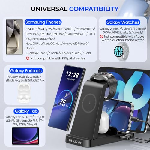 Berxzwe Wireless Charging Station For Samsung: 5 In 1 Wireless Charger For Samsung thumb #2