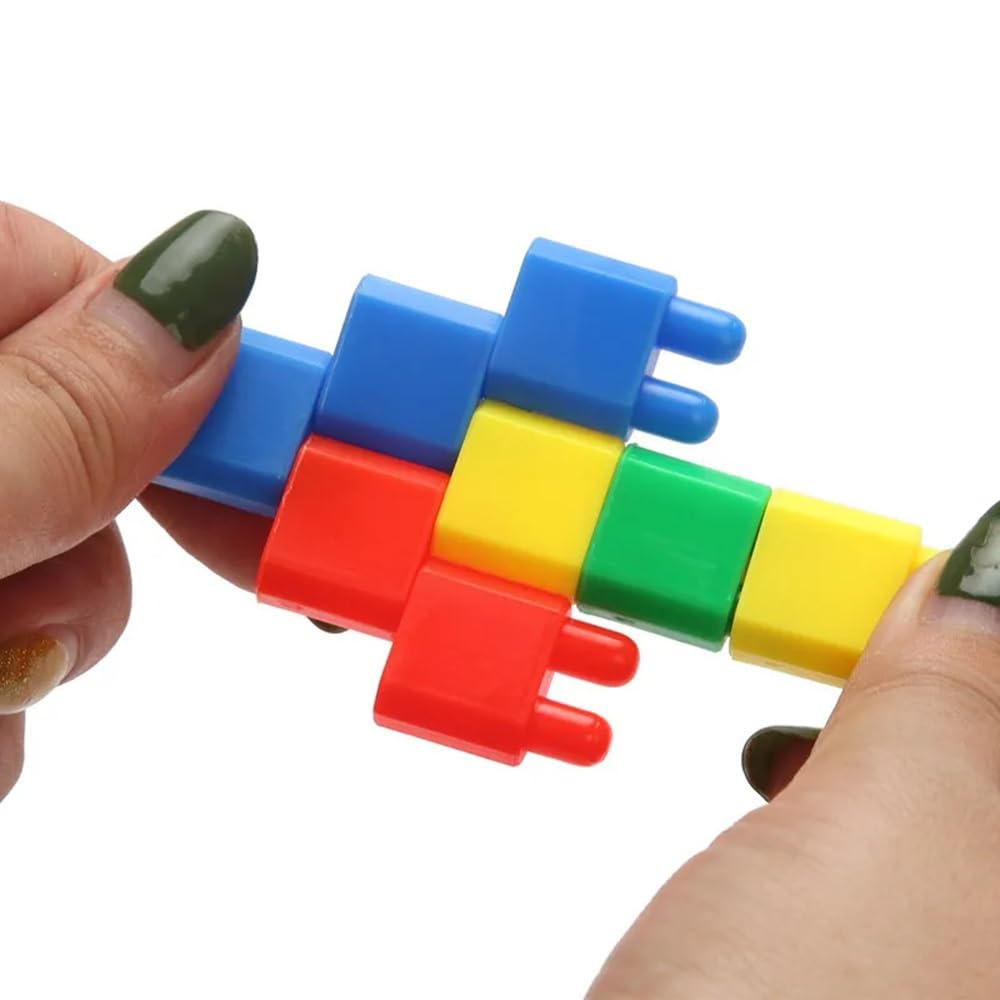 VGRASSP 180 Pcs DIY Building Blocks Toy for Kids, Endless Imagination and Creativity - Fun Learning, Colorful Connector Blocks - Gift for Boys & Girls, Color As Per Stock (Bullet Blocks) 3