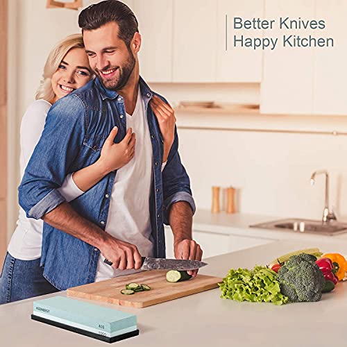 Keenbest GREEN Actual Grit Premium Material Sharpening Stone 2 Side 400 1000 Whetstone Set Kitchen Knife Sharpener Stone Wet Stones thumb #4