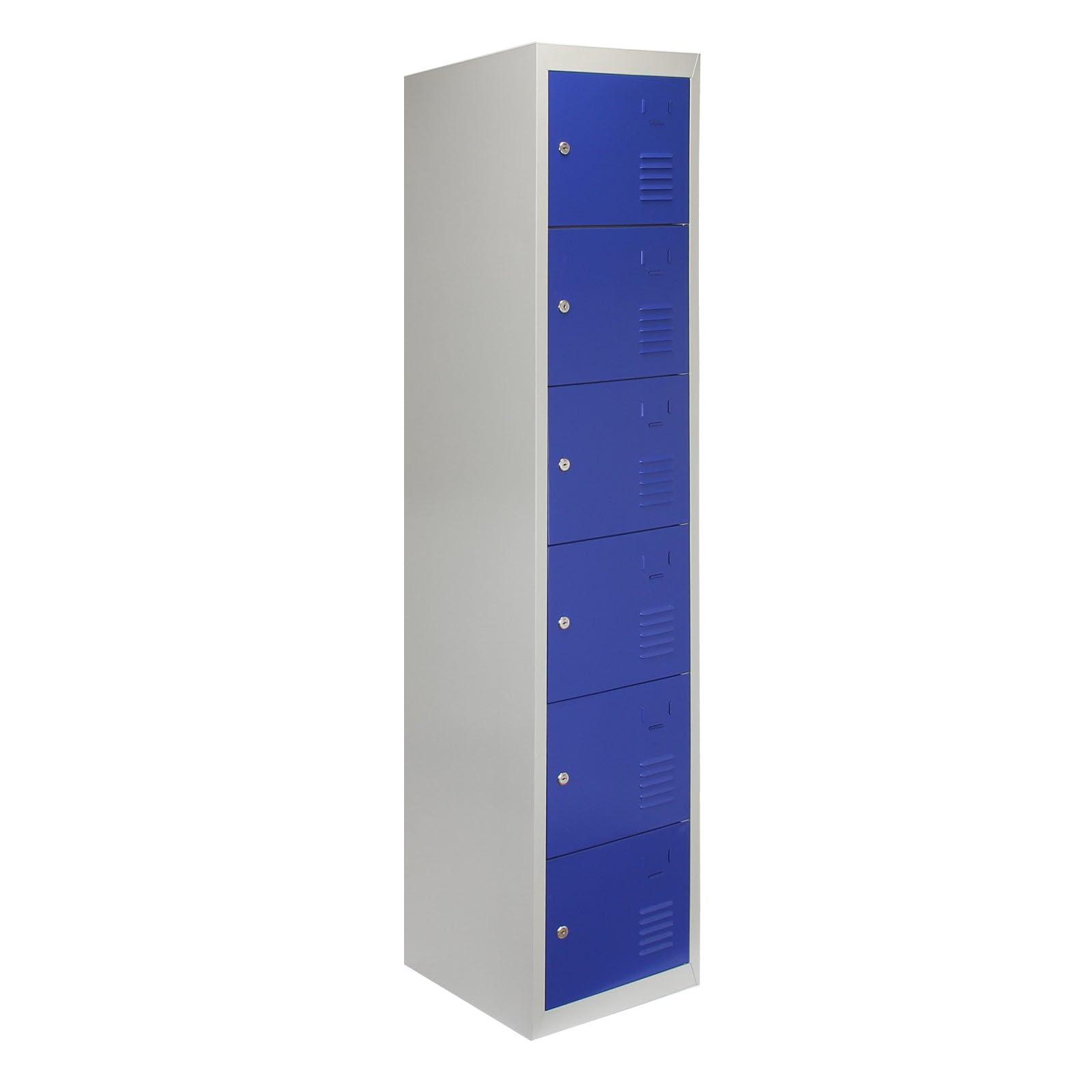 Monster Shop Storage Filing Locker Cabinet Metal 6 Door Flat-Packed Blue And Grey Steel Lockable Furniture Unit Staff Gym School Changing