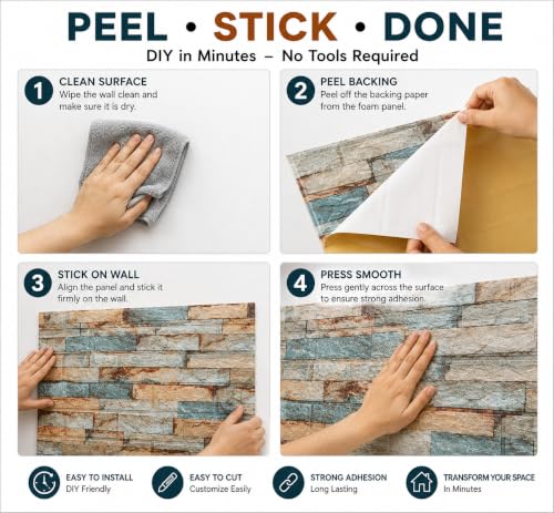 Image of Barebeauty 3D Wall Panel Wallpaper, Self Adhesive PE Foam Brick Sticker, Waterproof Peel & Stick Wall Covering for Home, Bedroom & Living Room Decor, 70 x 77 cm (Pack of 40, 232 Sq. Ft. Approx)