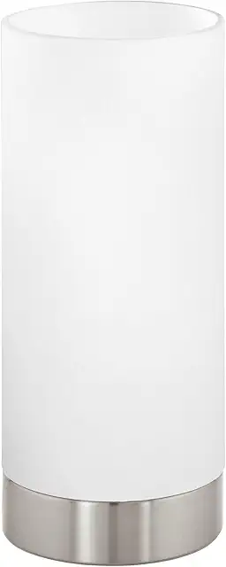 EGLO Damasco 1 Tischlampe: Elegante Glas-Nachttischleuchte in Silber-Weiß