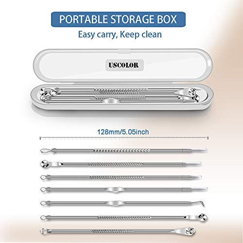 [Dual Ended] 7Pcs Blackhead Remover, Comedone Pimple Extractor, Acne Whitehead Blemish Removal Kit, Professional Stainless Steel Clean Tool, For Face Nose Chin Cheek Forehead #TOP6