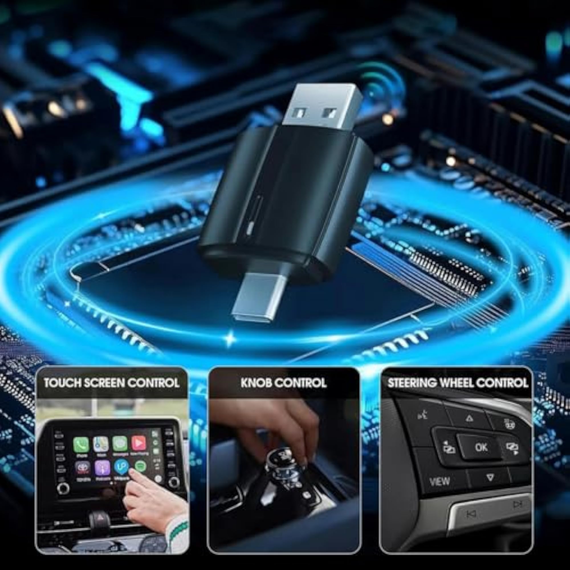 2-in-1 Wireless CarPlay & Android Auto Adapter Converts Wired to Wireless