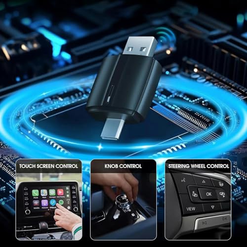 Image of Dyazo 2-in-1 Wireless CarPlay & Android Auto Adapter | Plug & Play USB /Type-C | Converts Factory Wired CarPlay Auto to Wireless | 2.4G /5G Stable WiFi Connection | Compatible with iOS & Android (Black)