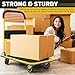 Heavy Duty Foldable Push Cart Dolly | 330 lbs. Capacity | Upgraded Collapsible Hand Truck Folding Platform with Swivel Wheels | Flat Bed Moving Wagon | Space Saving Push Handle (Yellow)