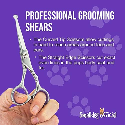 Grooming Scissors, Stainless Steel Dog Shears with Safety Rounded Tip, Dog Grooming Kit, Set of Two Dog Scissors in a Leather Cover, Professional Pet Shears Grooming Scissors, Stainless Steel Dog Shears with Safety Rounded Tip, Dog Grooming Kit, Set of Two Dog Scissors in a Leather Cover, Professional Pet Shears