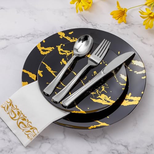 Goodluck 50 Pack Silver Plastic Forks, Heavy Duty Silver Forks Disposable thumb #5