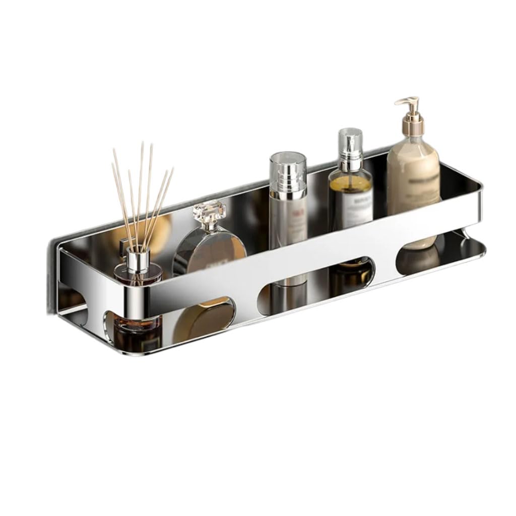 Estante de Ducha sin taladrar, Organizador de baño con toallero, Estante de Pared de Acero Inoxidable 304 Pulido de Alta brillantez, Estante de Ducha para Lavabo,A,60cm