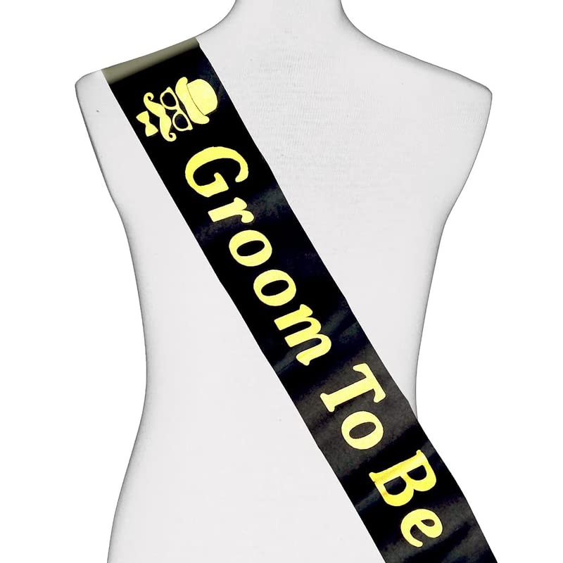 Selibration Groom to Be Printed Sashes (Black) for Bachelorette Party Or Wedding Shower, Party and Event Supplies (Pack of 1pcs)