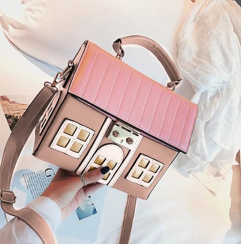 House Shaped Unique Novelty Purse for Women Mini Funny Weird Shoulder Crossbody Bag Handbag Clutch PU Leather2