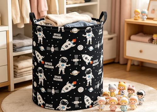 Image of Baby Laundry Hamper kids laundry Basket Waterproof Laundry Bag for Bedroom Clothes Organizer Room Decor(Astronaut)