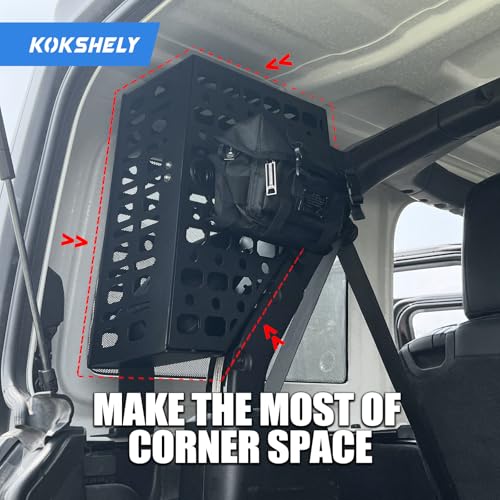 Image of Left Driver Heavy Duty Side Roll Bar Metal Storage Box Molle Panels Compatible With 2018-2025 Wrangler JL JLU 4 Doors|No Drilling|Easy Installation|Not Compatible With Soft Top