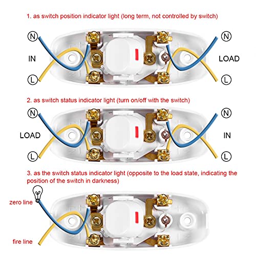 On/Off Button Inline Cord Switch for Table Lamp Desk Light Bed Lamp AC 10A 250V(white) - Image 3