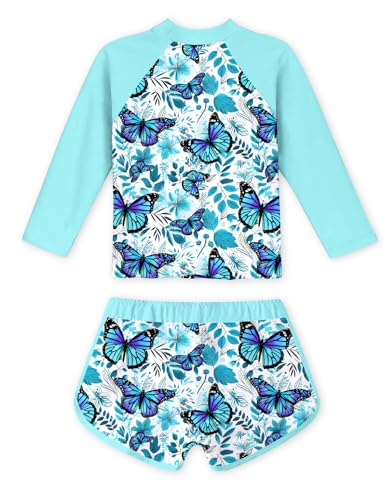 Image of Vogseek Girls Rash Guard Two Pieces Swimsuit Long Sleeve Bathing Suit for 3-10 Years