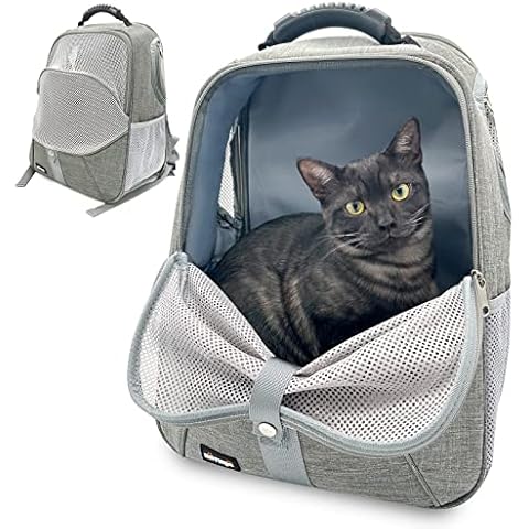 NATUYA Pet Carrier Backpack for Cat and Small Dog Puppy Bubble Mesh Cat Backpack Carrier, Fit up to 15 lbs, Safety Belt and Bottom Pad Travel Backpack for Hiking, Outdoor Use (Grey) Cover