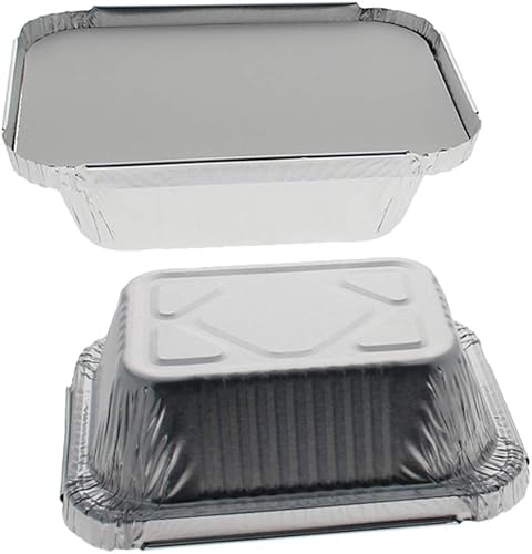 Miniatura 5 de Othmro Sartenes de papel de aluminio de 5 x 4 x 1.7 pulgadas, bandejas desechables para llevar, 50 recipientes rectangulares de papel de aluminio de