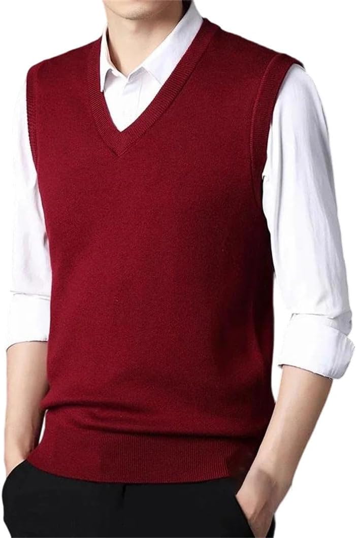 Men's Solid Color Sweater Vest Casual Fashion Warm Top