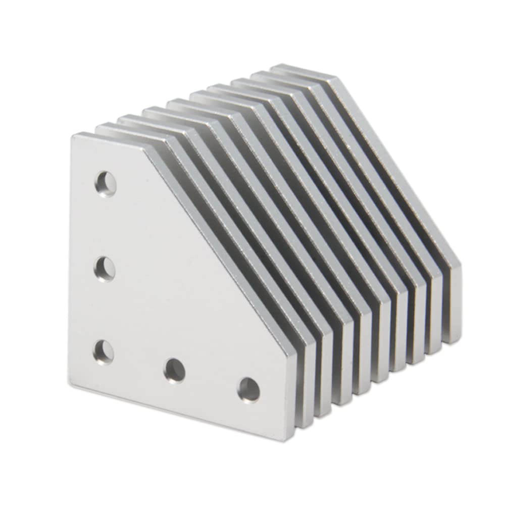 Lot de 10plaques d'angle argentées en forme de L avec 50vis+50écrous en T, plaque de joint à 90 degrés pour profilé en aluminium 2020(10pièces argentées, L avec écrou)