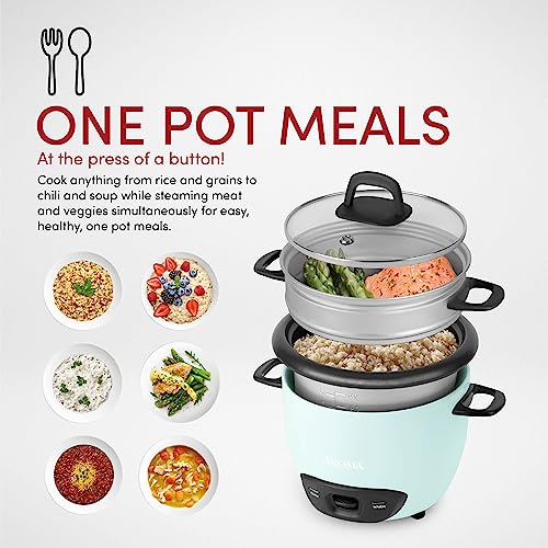 Image of AROMA 6-Cup (Cooked) / 1.5Qt. Rice & Grain Cooker (ARC-743-1NGBL), Light Blue