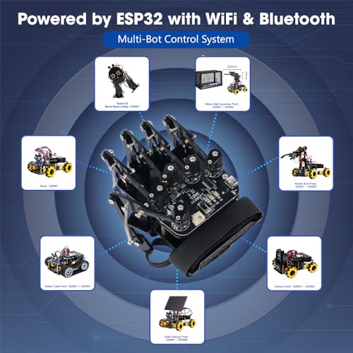 ESP32 Motion-Sensing Glove Supports Arduino, ACECode & Python,DIY Robotic Mechanical Hand STEM Toy Starter Kit Five Fingers Arm for Robot Kit Control, Science/Coding/Programming Set - Image 3