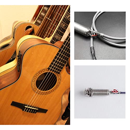 EMSea 2PCS Cylinder End Pin Output Jack 1/4 Inch 6.35mm Stereo Barrel Endpin Jack Socket for Guitar Bass Instruments Accessories Silver - Image 3