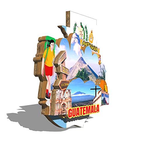 Imán Decorativo de Madera Guatemala Antigua Rectangular miniatura 2