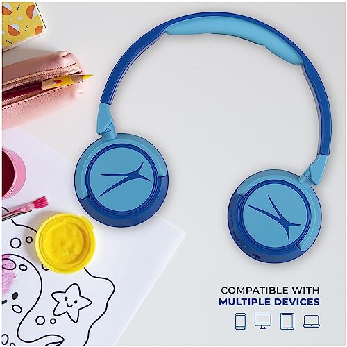 Image of Altec Lansing Kid Safe 2-in-1 Wireless Bluetooth Headphones - Crystal Clear Sound, Safe Volume Limiting, Foldable Design - Enjoy Audio and Protect Your Child's Hearing (Hero Blue)