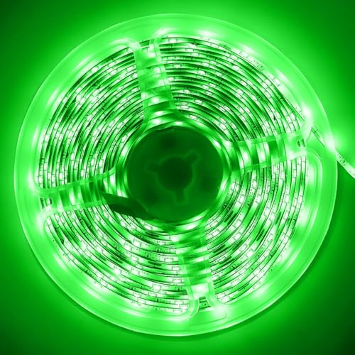 ShineBurky 12V Led Bande Verte 5M, LED Strip Flexible Découpable 300 SMD2835 LEDs Bande Lumineuse Auto-Adhésive Etanche pour Intérieur Chambre Pub Cuisine...